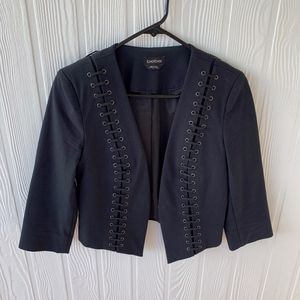 bebe Black Cropped Blazer 3/4 Sleeve Jacket Sz 6